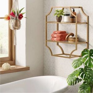 THRESHOLD NWT metal/glass wall cabinet -brass -24”